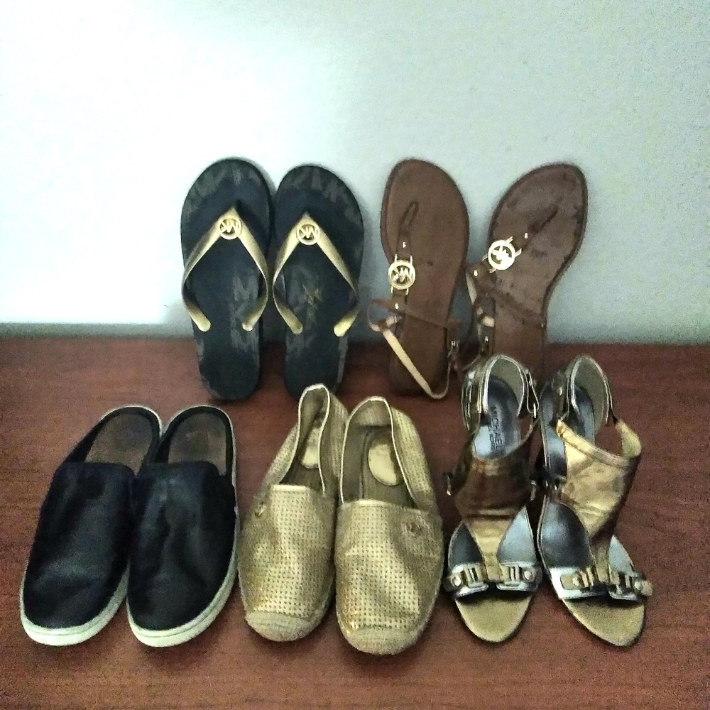 LOT BUNDLE of 5 Pairs of Designer Shoes Coach Ugg Michael Kors Sizes 7 7.5 8